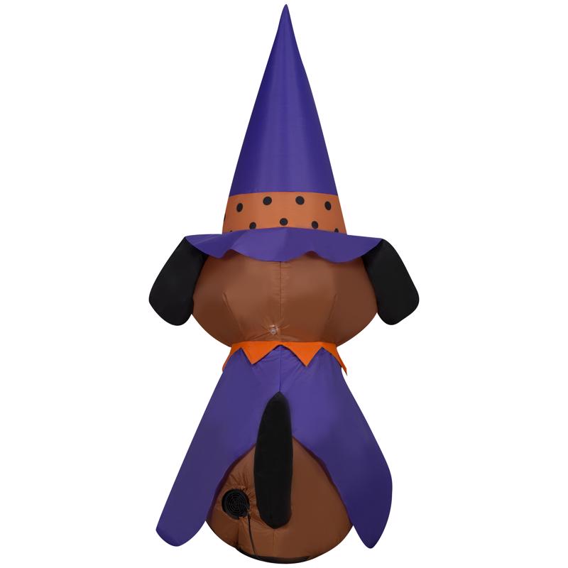 Gemmy 4 ft. Prelit Halloween Inflatable Dog in Witch Hat Inflatable