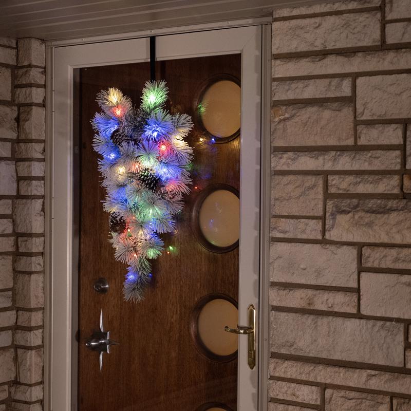 Celebrations Home 24 in. D X 2 ft. L LED Prelit Multicolored Snowy Scotch Pine Teardrop Garland, Pack of 8