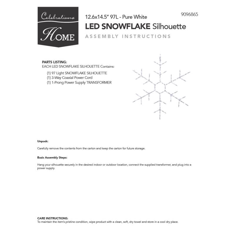 Celebrations LED Snowflake Silhouette 14.5 in. Hanging Decor