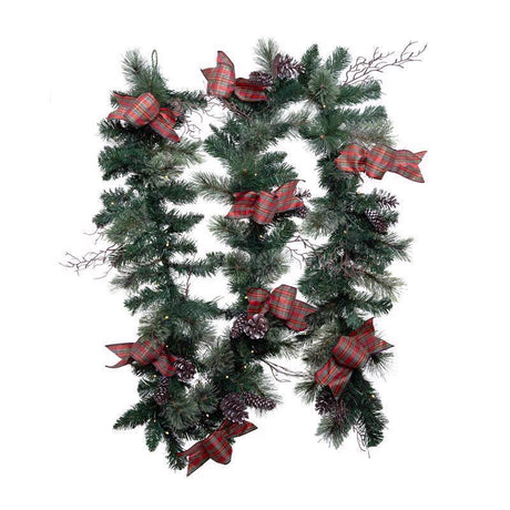 Celebrations 12 in. D X 9 ft. L LED Prelit Twig Pine Bow Garland, Pack of 6