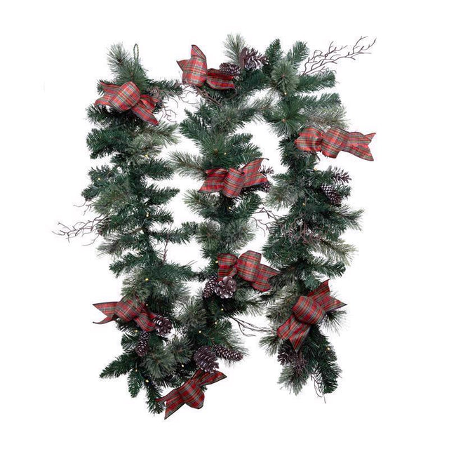 Celebrations 12 in. D X 9 ft. L LED Prelit Twig Pine Bow Garland, Pack of 6