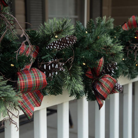 Celebrations 12 in. D X 9 ft. L LED Prelit Twig Pine Bow Garland, Pack of 6