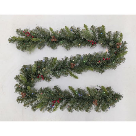 Celebrations 12 in. D X 9 ft. L LED Prelit Multicolored/Warm White Mixed Pine Battery Operated Garla, Pack of 4