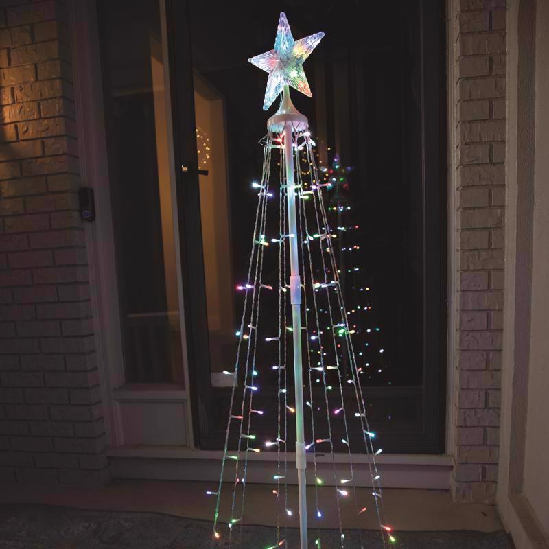 Celebrations Platinum Brilliant LED RGBW Straight Frame Tree 4 ft. Yard Decor