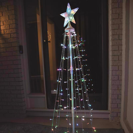 Celebrations Platinum Brilliant LED RGBW Straight Frame Tree 4 ft. Yard Decor