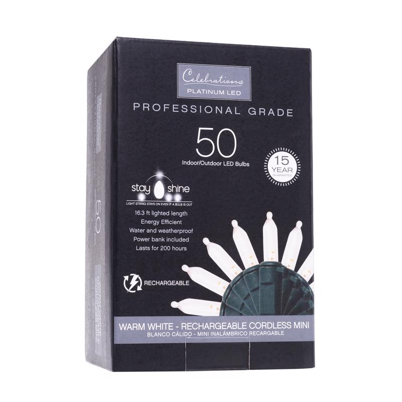 Celebrations Platinum LED T5 Clear/Warm White 50 ct String Smart-Enabled Christmas Lights 16.6 ft.