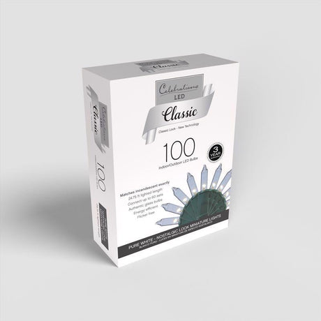Celebrations Classic LED T5 Pure White 100 ct String Christmas Lights 24.75 ft., Pack of 12