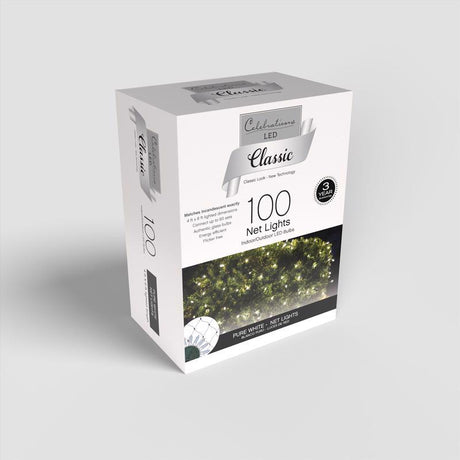 Celebrations Classic LED T5 Pure White 100 ct Net Christmas Lights 4 ft.
