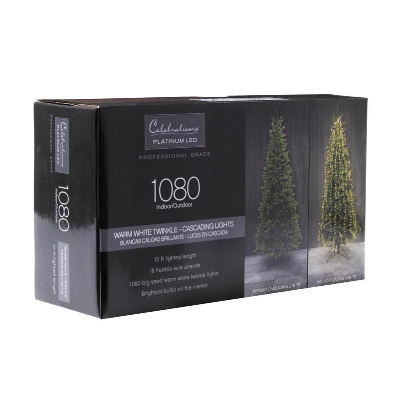 Celebrations Platinum LED Big Seed Cluster Warm White 1080 ct String Christmas Lights 10 ft.