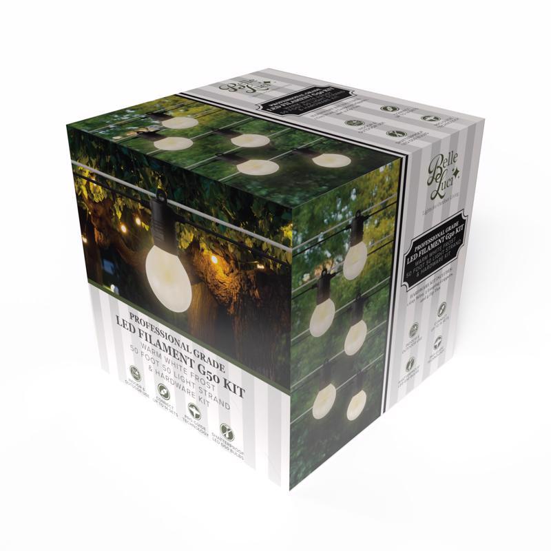Belle Luci Holiday Bright Lights LED G50 Patio Light Set Warm White 50 ft. 50 lights