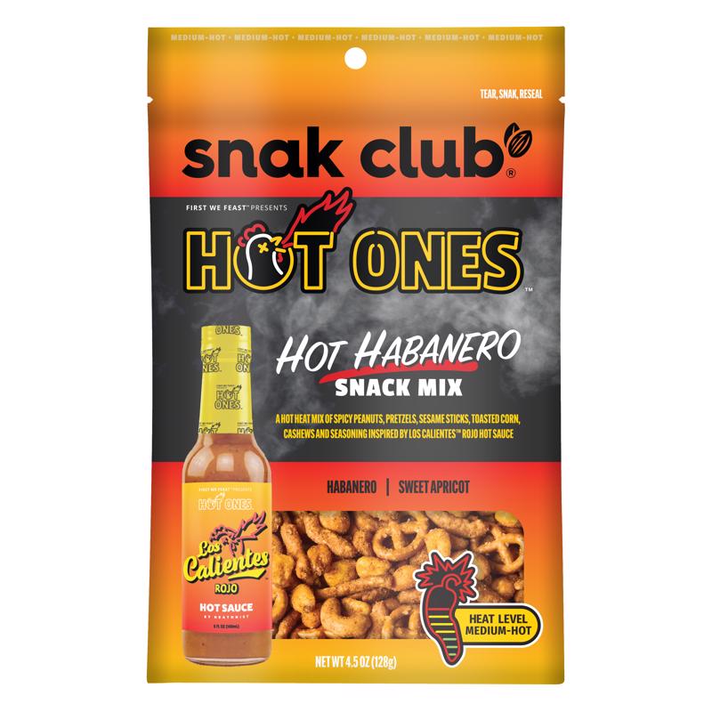 Snak Club Hot Ones Hot Habanero/Sweet Apricot Snack Mix 4.5 oz Bagged, Pack of 6