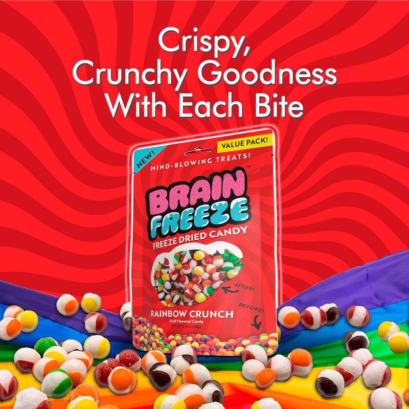 Brain Freeze Rainbow Crunch Fruit Candy 5.6 oz, Pack of 12
