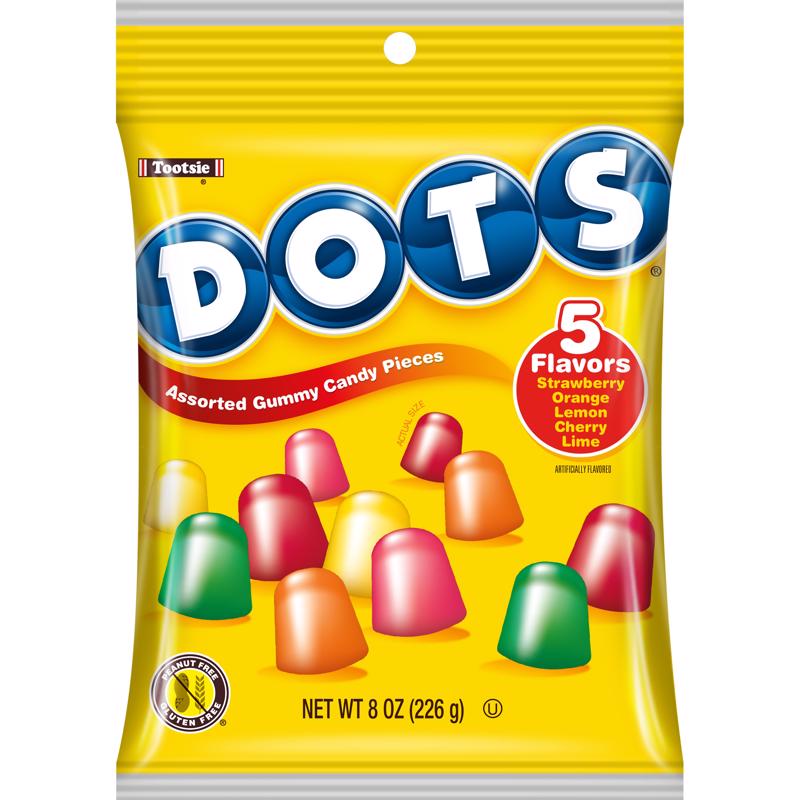 Tootsie Roll Dots Assorted Gummy Candy 8 oz, Pack of 8