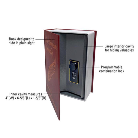 Lucky Line Combination Lock Burgundy Book Safe