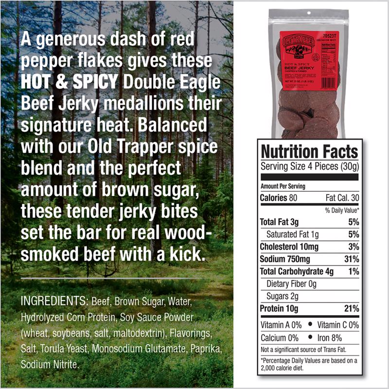 Old Trapper Double Eagles Hot and Spicy Beef Jerky 21 oz Pouch