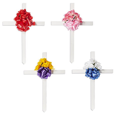 Teters Cross with Bouquet Cemetery Grave Decor Wood 1 pk, Pack of 8