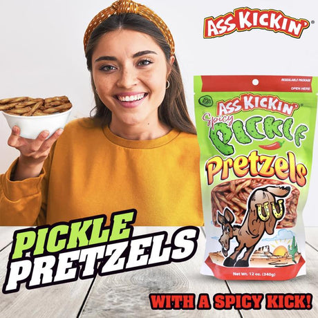 Ass Kickin' Spicy Pickle Pretzels 12 oz Bagged
