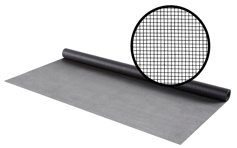 M-D Crystal Clear Series 14128 Screen Mesh, 25 ft L, 36 in W, Fiberglass, Charcoal