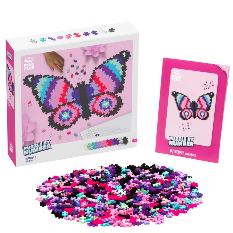 Plus-Plus Puzzle By Number Butterfly Puzzle Multicolored 800 pc