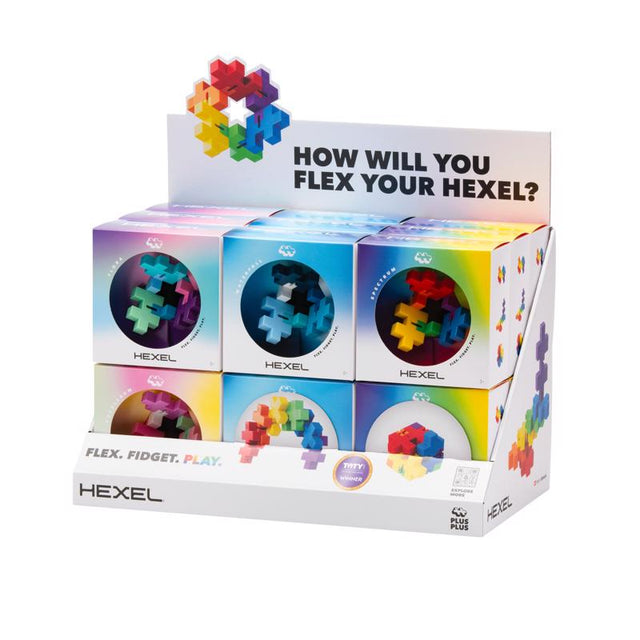 Plus-Plus Hexel Fidget Toy Multicolored 18 pc, Pack of 18