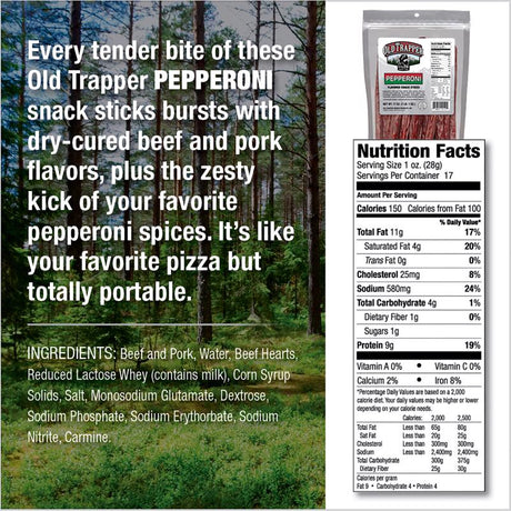Old Trapper Pepperoni Snack Stick 17 oz Bagged