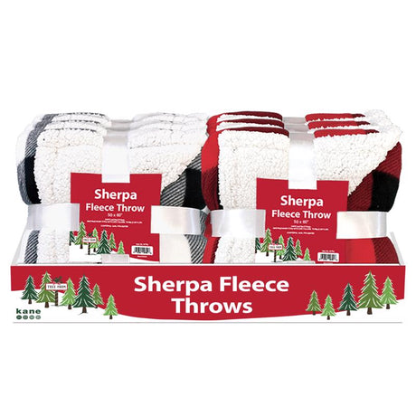 Kane Home Holiday Plaid Fleece Throw 1 pk, Pack of 6