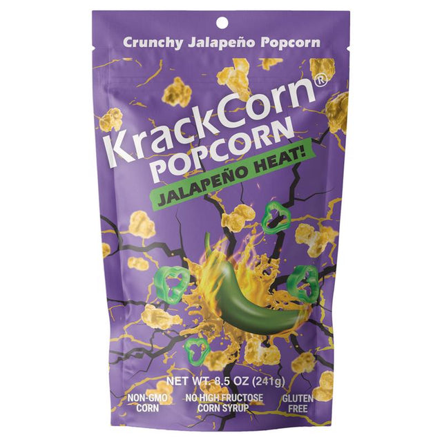 KrackCorn Jalapeno Heat Popcorn 8.5 oz Bagged, Pack of 6