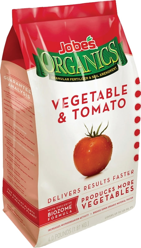 Jobes 09026 Vegetable and Tomato Organic Plant Food, 4 lb Bag, Granular, 2-5-3 N-P-K Ratio