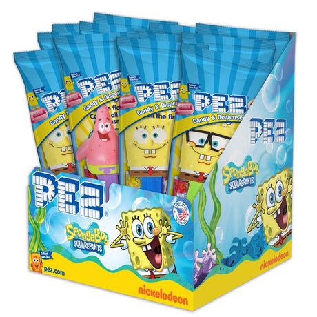 PEZ SpongeBob Assorted Candy and Dispenser 0.58 oz, Pack of 12