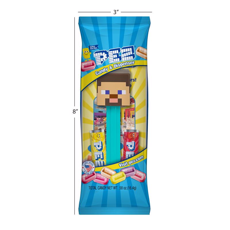 PEZ Minecraft Assorted Candy and Dispenser 0.58 oz, Pack of 12
