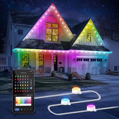Feit Starter Kit LED Smart-Enabled Permanent Color Changing String Lights Multicolored 50 ft. 30 lig