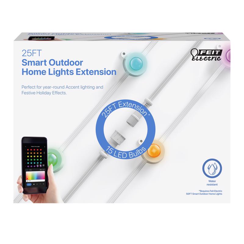 Feit Starter Kit LED Smart-Enabled Permanent Color Changing String Light Extension Multicolored 25 f