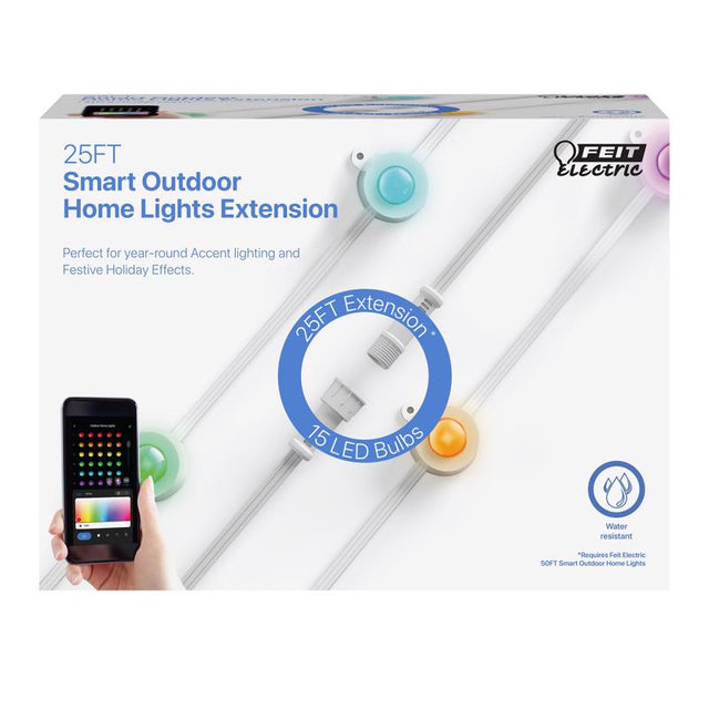 Feit Starter Kit LED Smart-Enabled Permanent Color Changing String Light Extension Multicolored 25 f