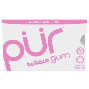 PUR Sugar Free Bubblegum Chewing Gum 1 pk 9 pc, Pack of 12
