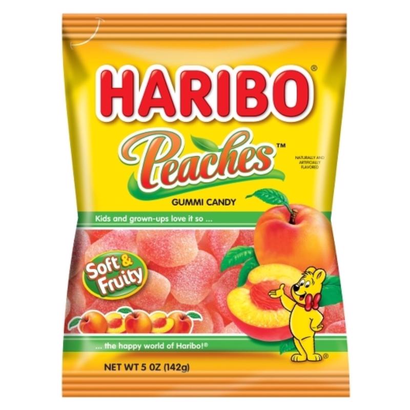 Haribo Peaches Gummi Candy 5 oz, Pack of 12