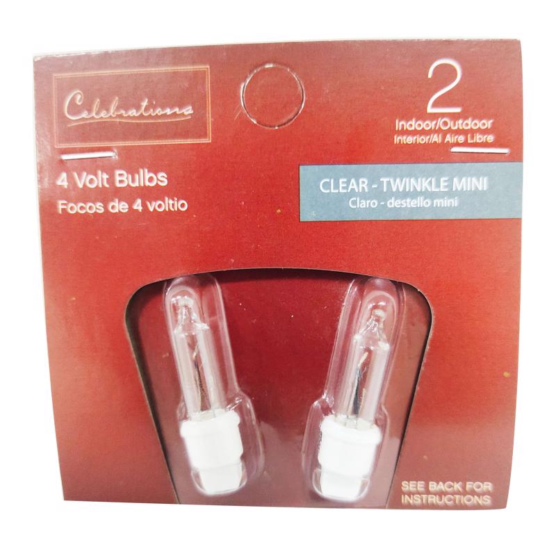 Celebrations Incandescent Clear/Warm White 2 ct Replacement Christmas Light Bulbs, Pack of 25