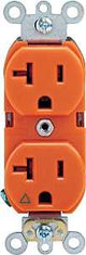 Leviton 285-05362-0IG Duplex Receptacle, 2 -Pole, 20 A, 125 V, Back, Side Wiring, NEMA: 5-20R, Orange