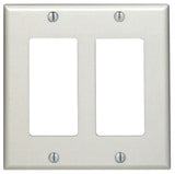 Leviton 80409-NW Wallplate, 4-1/2 in L, 4.56 in W, 2 -Gang, Nylon, White