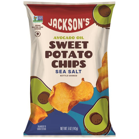Jackson's Sea Salt Kettle Cooked Potato Chips 5 oz Bagged, Pack of 12