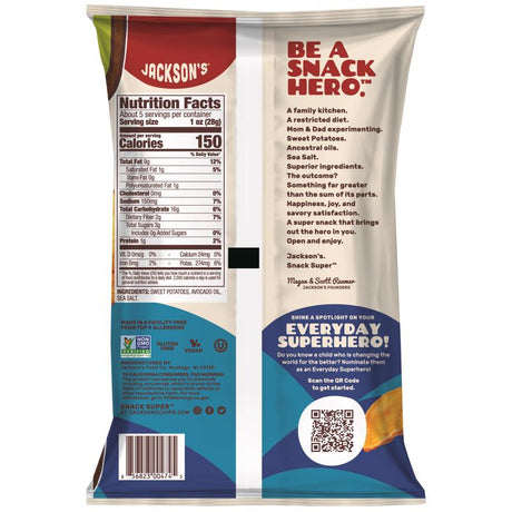 Jackson's Sea Salt Kettle Cooked Potato Chips 5 oz Bagged, Pack of 12