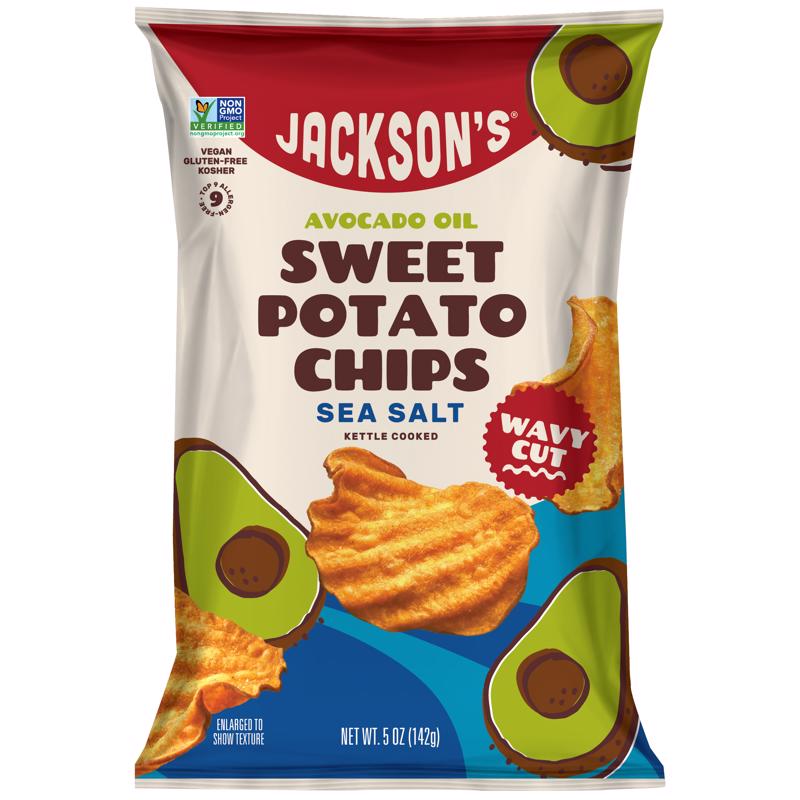 Jackson's Sea Salt Kettle Cooked Potato Chips 5 oz Bagged, Pack of 12