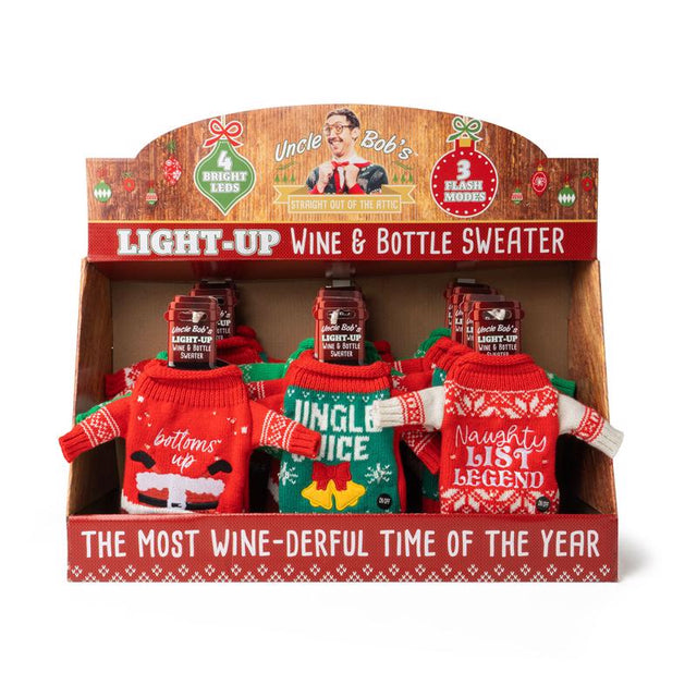 Uncle Bob's Light-Up Wine & Bottle Sweater 1 pk, Pack of 24