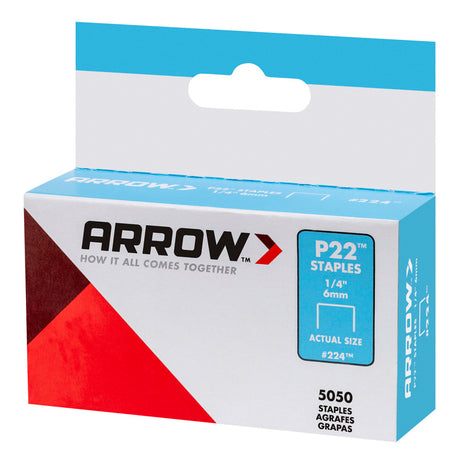 Arrow P22 7/16 in. W X 1/4 in. L 24 Ga. Medium Crown Staples 5050 pk