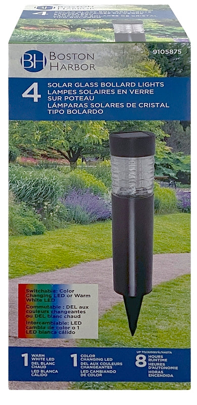 Boston Harbor 26090 Solar Bollard Light, NI-Mh Battery, AA Battery, 2-Lamp, Metal and Glass Fixture, Bronze