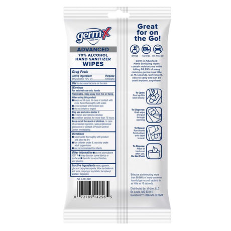 Germ-X Fresh Scent Wipes Hand Sanitizing Wipes 20 ct, Pack of 20