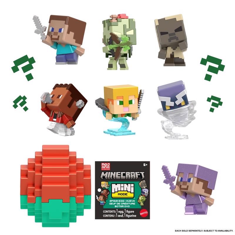 Minecraft Mini Mode Spawn Egg Action Figures Assorted, Pack of 24