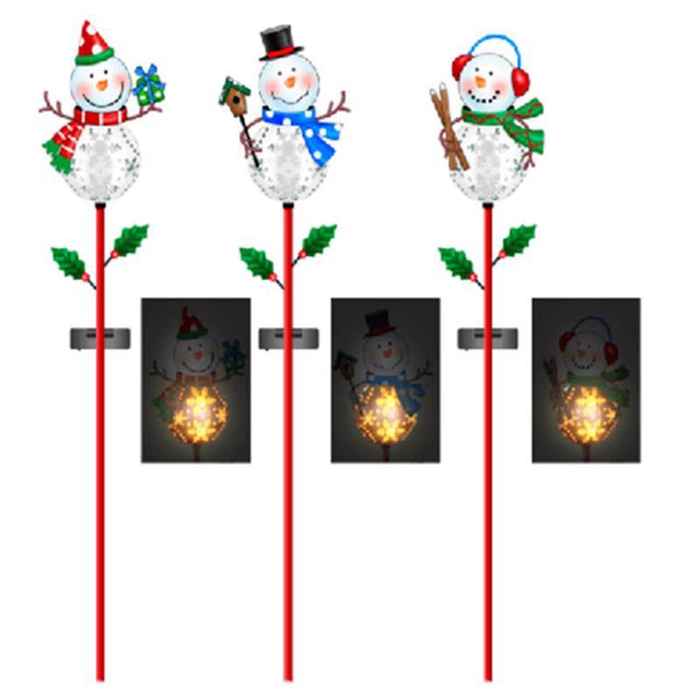 Alpine LED Solar Snowman Christmas 36 in. Garden Stake, Pack of 12