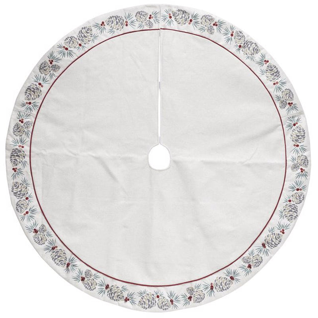 Dyno Ivory/Red Faux Pine Cone Tree Skirt, Pack of 4