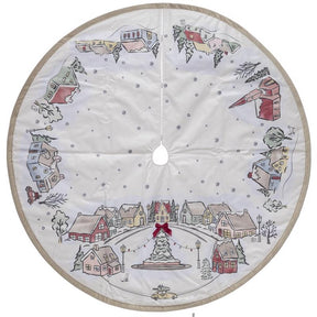 Dyno White/Warm Gray Tree Village Tree Skirt, Pack of 4