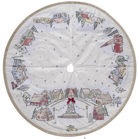 Dyno White/Warm Gray Tree Village Tree Skirt, Pack of 4